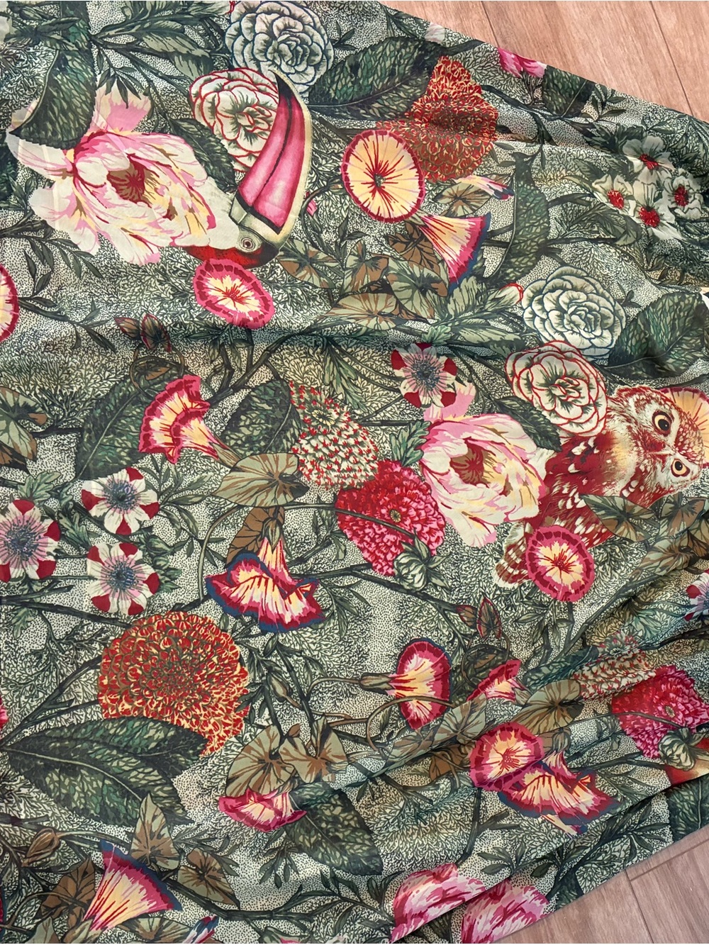 Iris Apfel Designer Floral & Owl Print Women's Skirt in Pink Green and GORGEOUS!